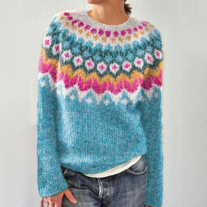 Kvindernes strikkede sweater med levende mønster og behagelig pasform Stilla