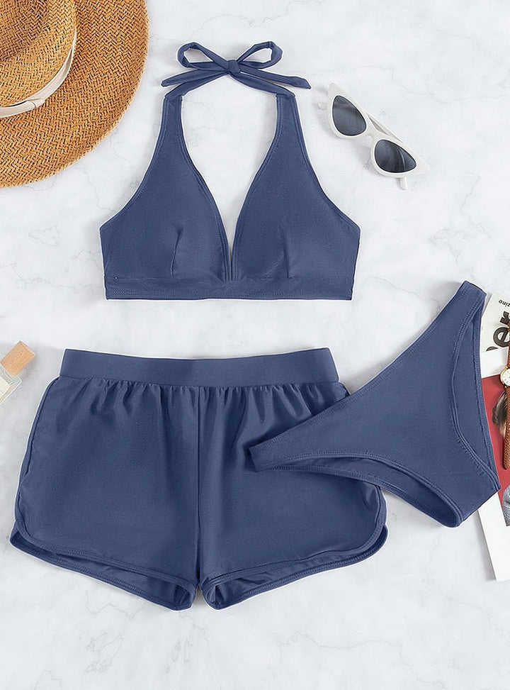 Dame bikini-sæt med dyb v-hals og sporty high-waist trusse Stilla