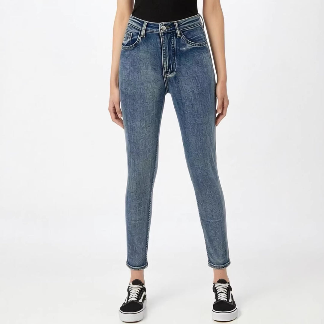 Damer Slim-Fit Jeans med moderne Used-effekt og høj talje Skovae