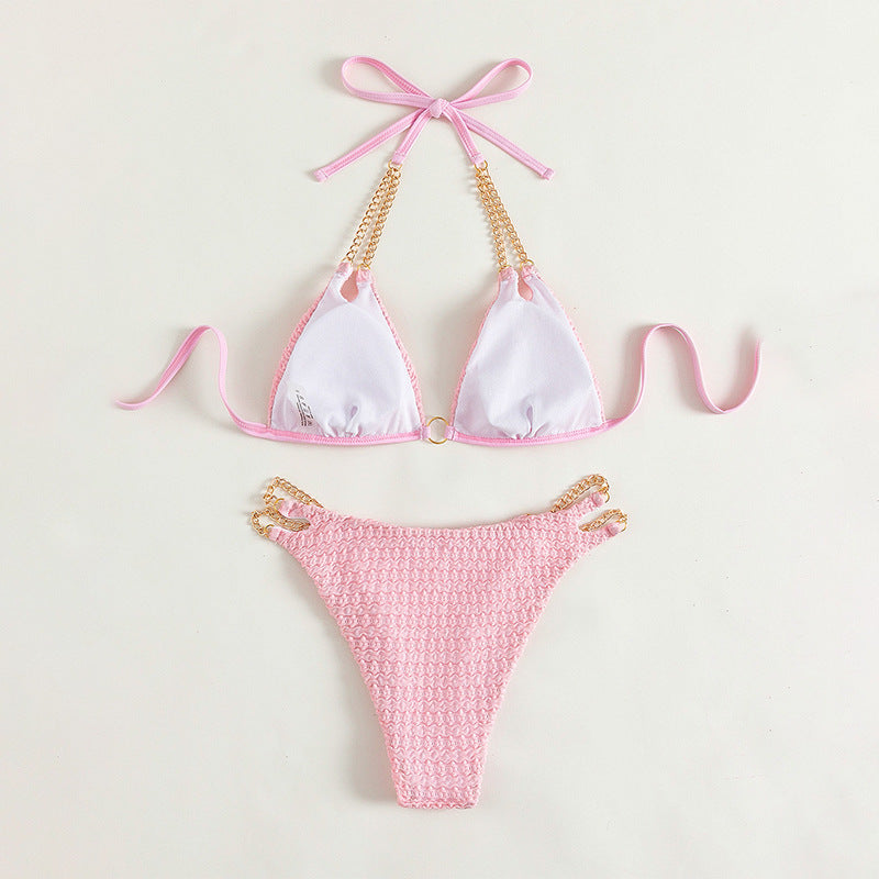 Dame triangel-bikini med karakteristisk kæde-design Skovae