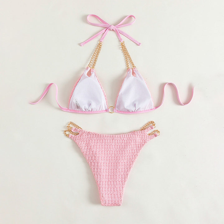 Dame triangel-bikini med karakteristisk kæde-design Skovae