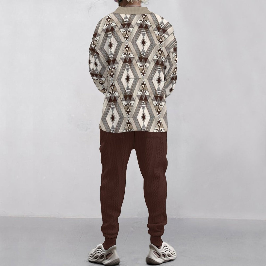 Herrer afslappet strikpullover med geometrisk mønster og bred pasform Stilla