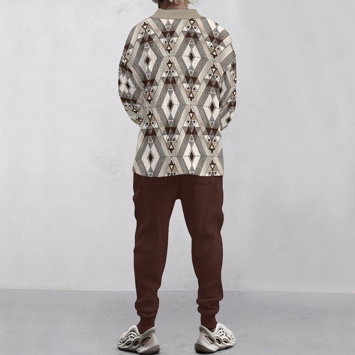 Herrer afslappet strikpullover med geometrisk mønster og bred pasform Stilla