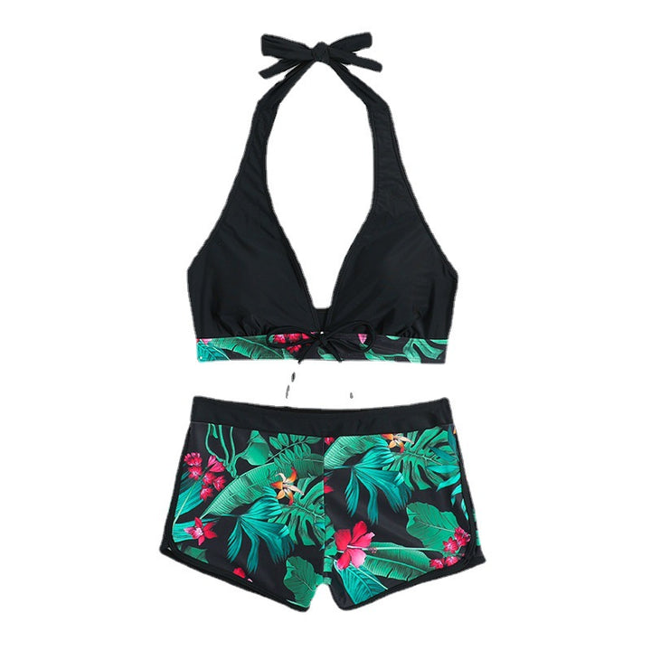 Dame Triangel-Bikini med blomsterdesign shorts