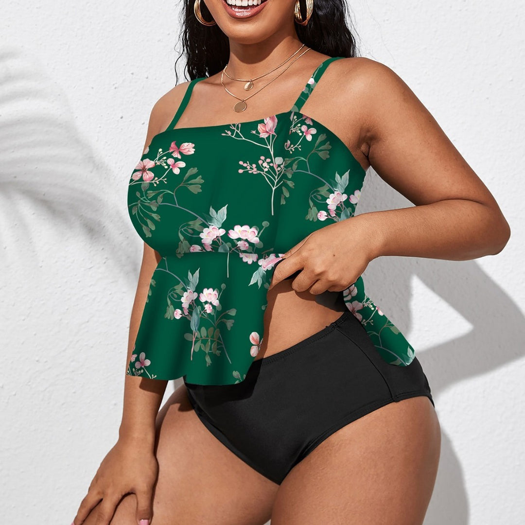 Dame Tankini med svingende nederdel og floral design Skovae