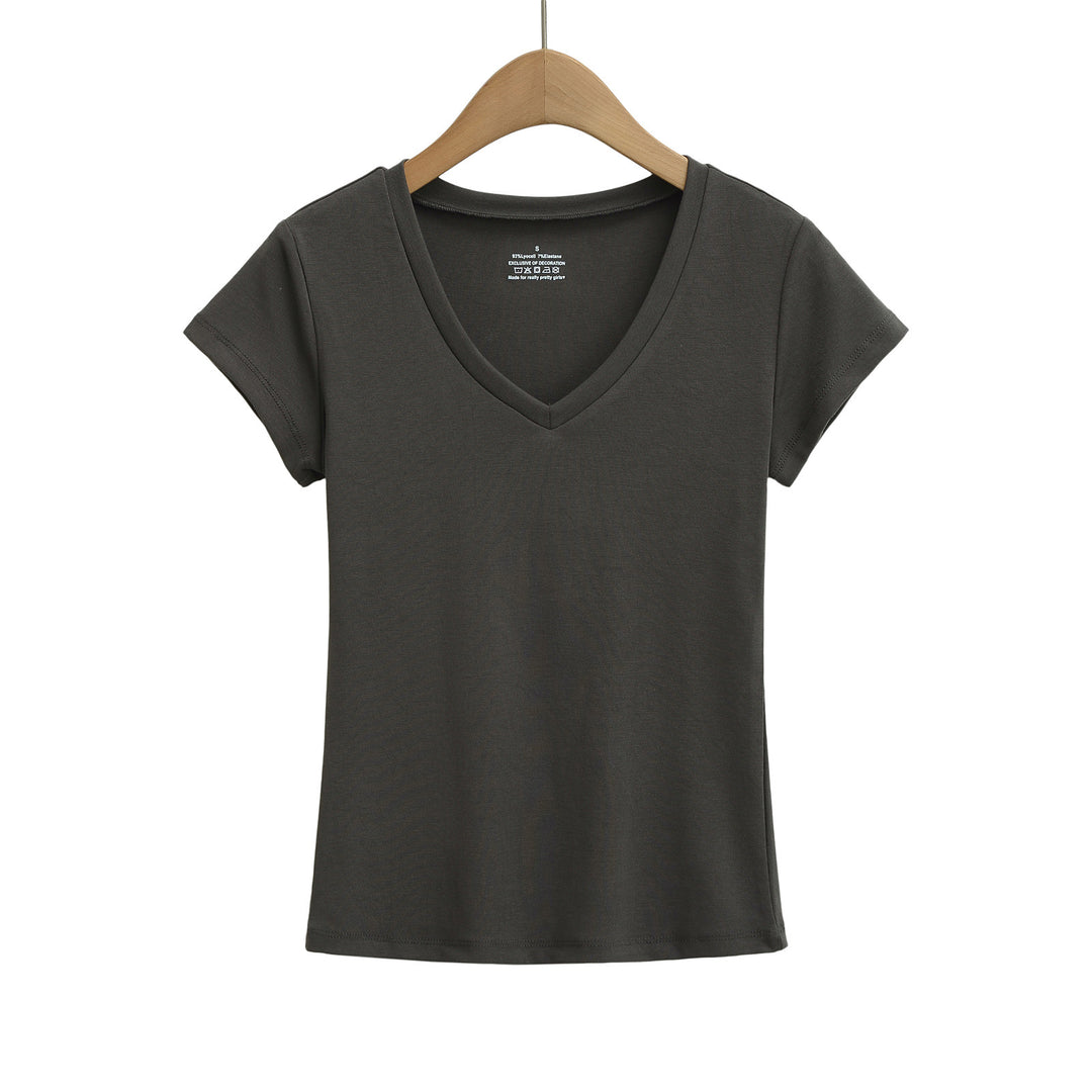 Dame V-hals T-shirt lavet af åndbart strækstof Stilla