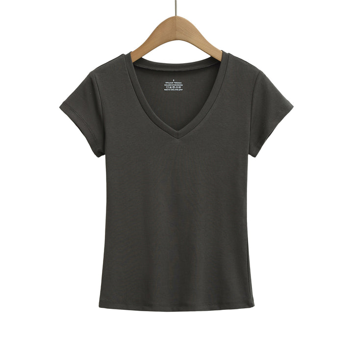 Dame V-hals T-shirt lavet af åndbart strækstof Stilla