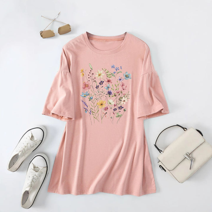 Kvinder Casual Sommer Bluse Skjorte med Blomsterprint Stilla