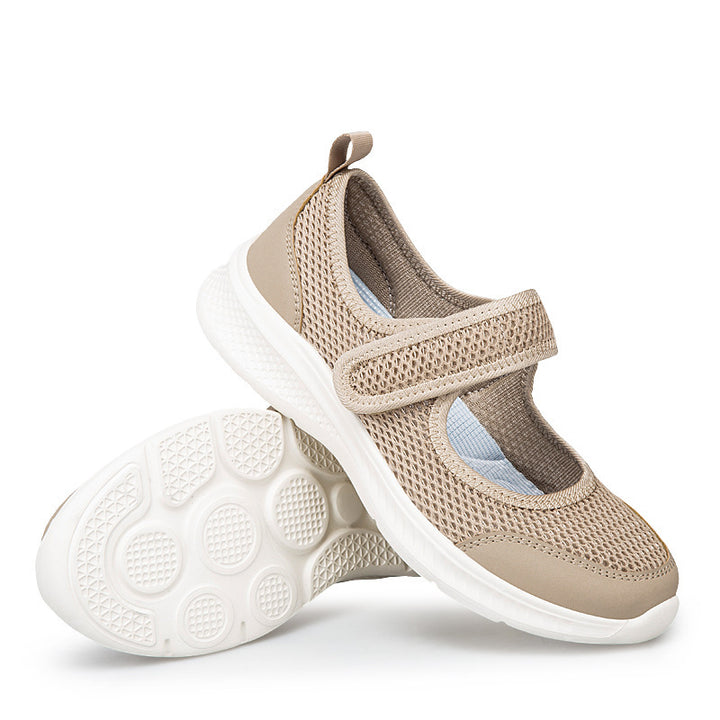 Dame nan Velcro-Sko med Ballerina-stil med åndbart mesh-overside og fleksibel let sål Skovae