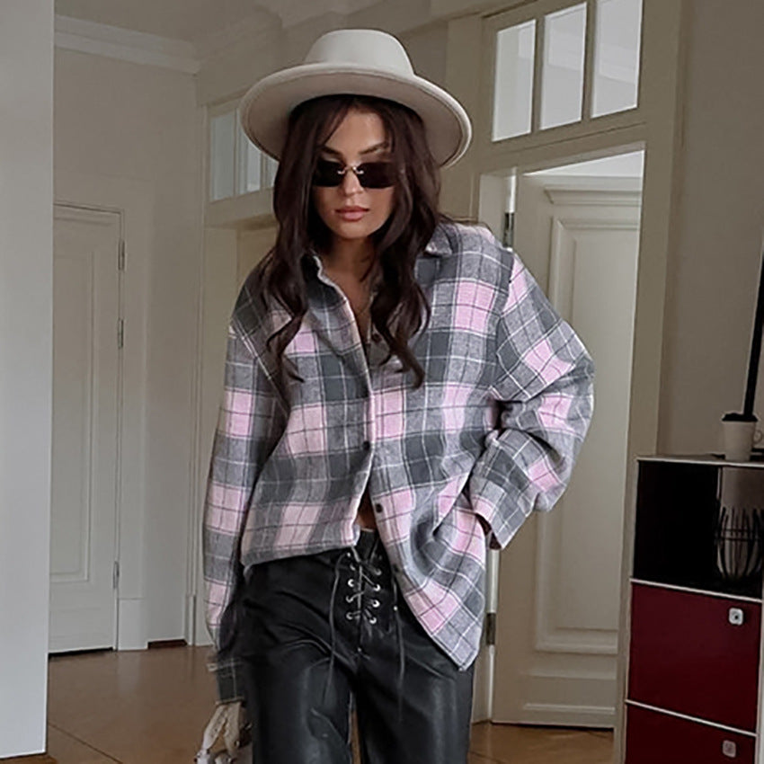 Dame Oversized Karoskjorte med afslappet snit Stilla