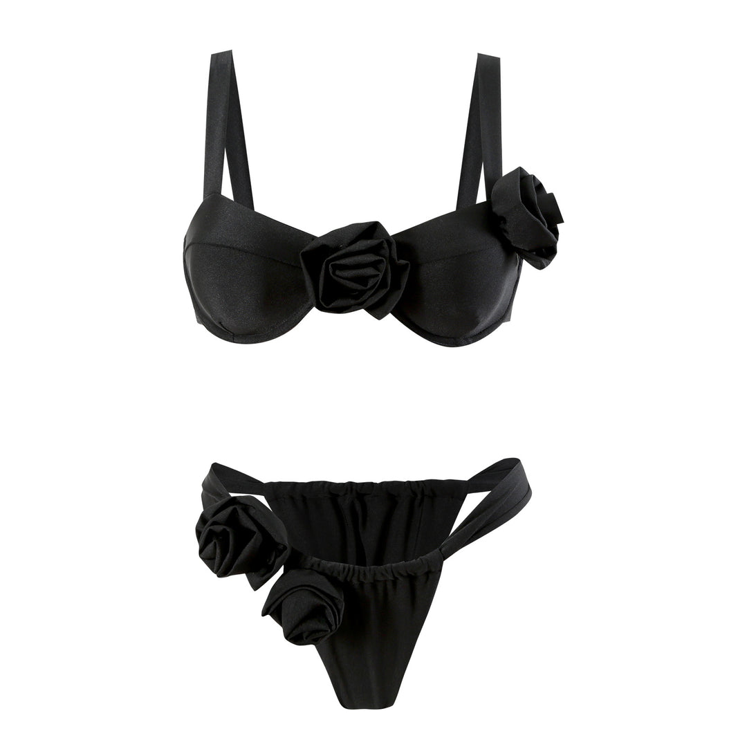 Dame Bikini-sæt med dekorative rosenapplikationer Stilla