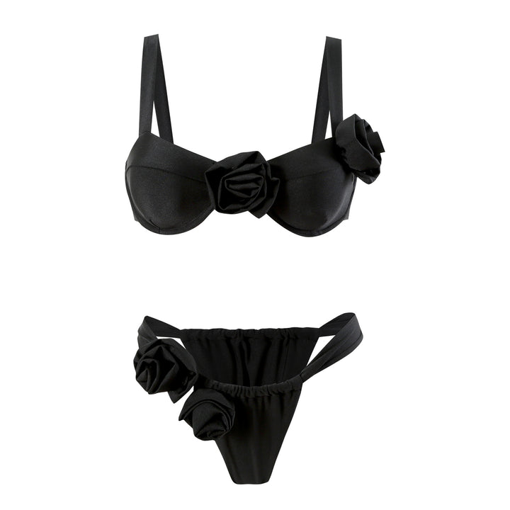 Dame Bikini-sæt med dekorative rosenapplikationer Stilla