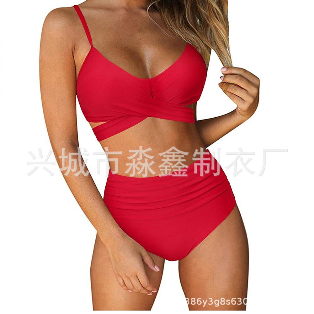 Dame Crop-Top bikini sæt med flettet design Skovae