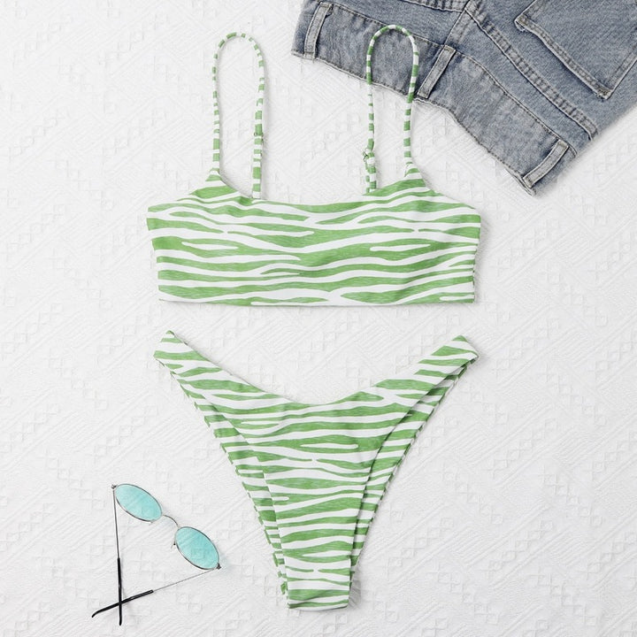 Dame bikini-sæt med moderne zebra-print
