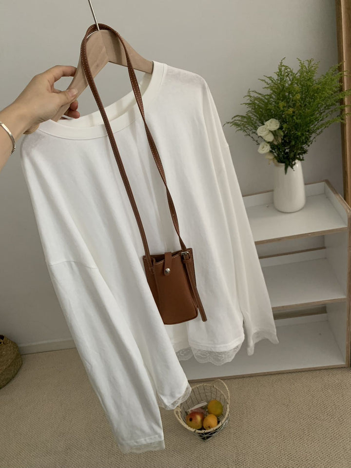 Damer moderne Langærmet bluse med elegant spidsedetalje Stilla