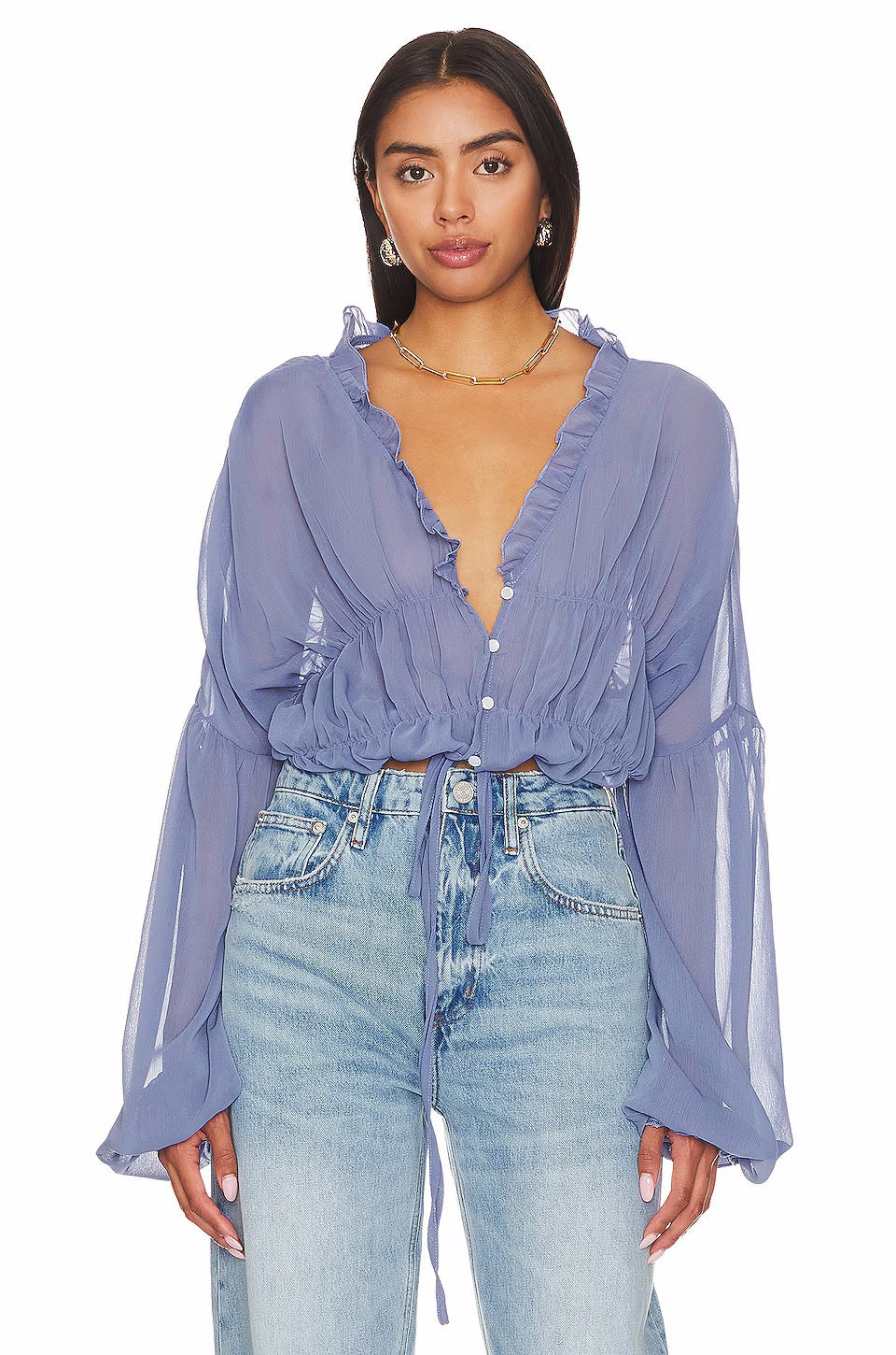 Dame luftig bluse med ruching Stilla