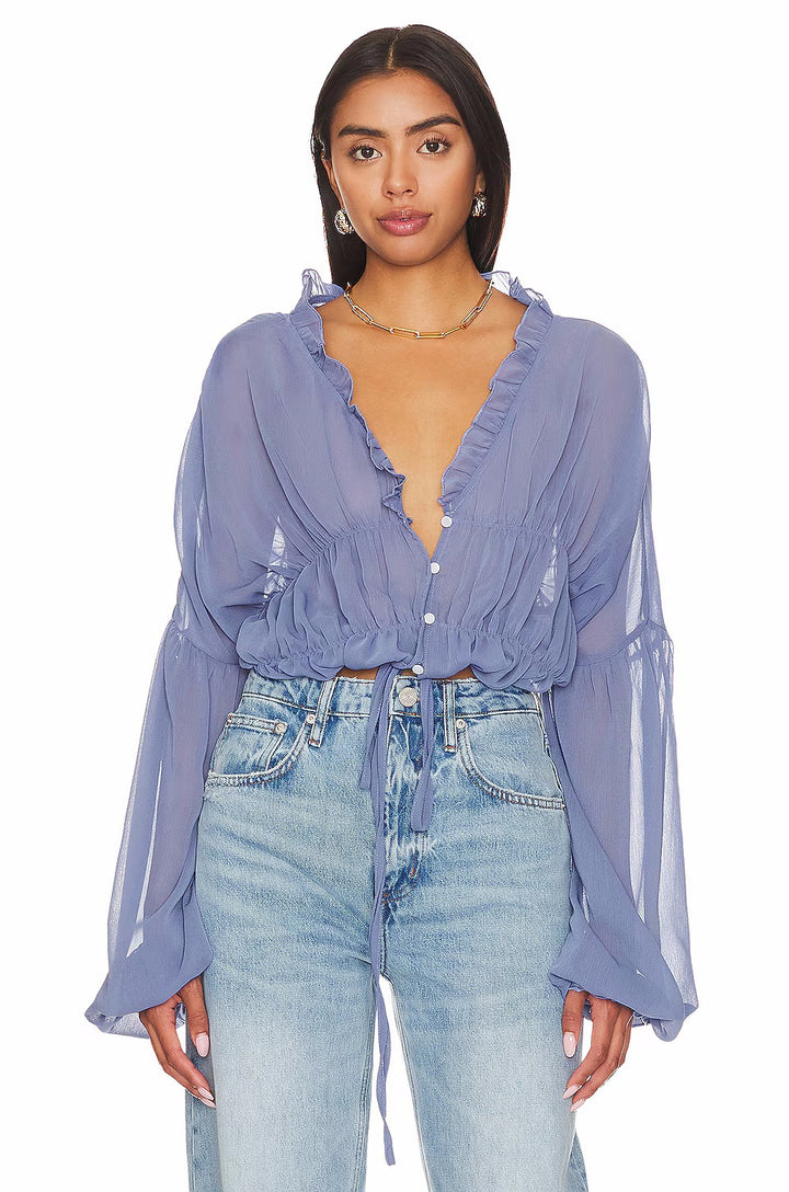 Dame luftig bluse med ruching Stilla