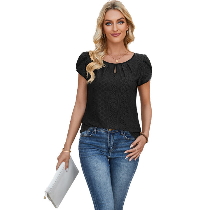 Dame tunika-bluse med raffinerede cut-out-detaljer Stilla