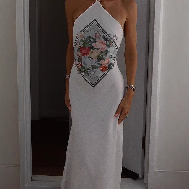 Femme Floral Graphic Halterneck Midi Kjole Stilla