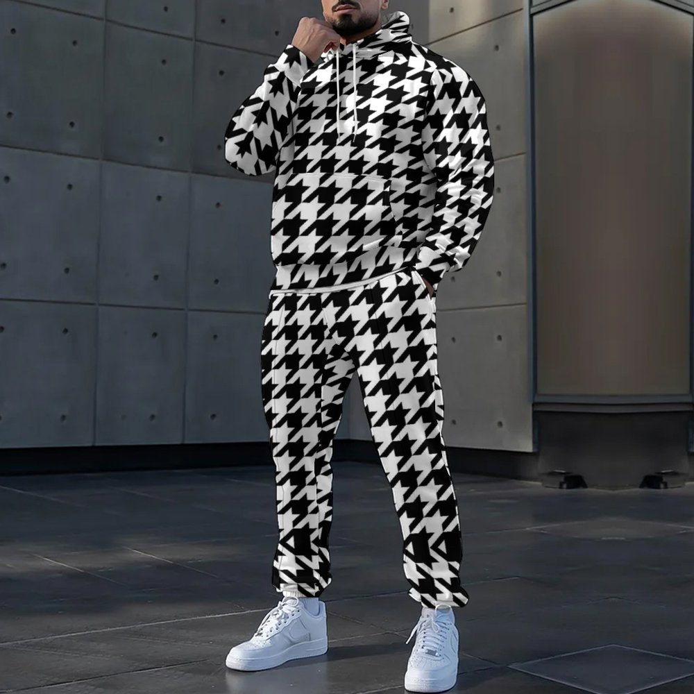 Herre hoodie og joggingbukser sæt med moderne zebramønster og behageligt materiale Stilla