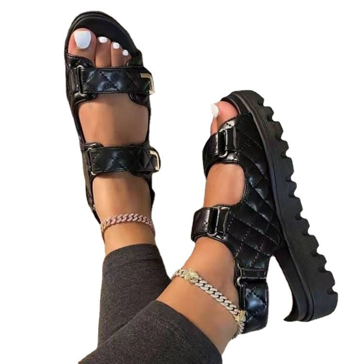 Dame fashionable komfortable velours-sandaler med justerbare spænder Stilla
