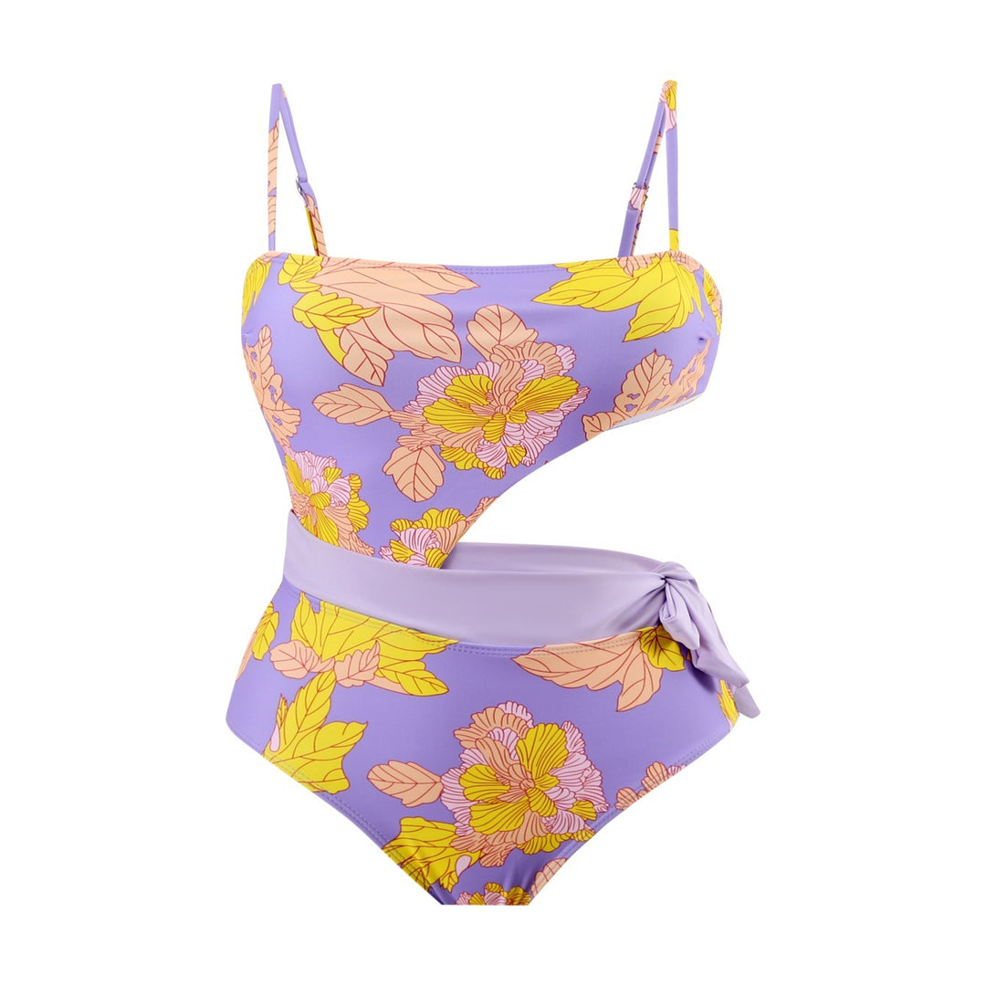 Damer one-piece badedragter med blomsterdesign og indpakningsskørt Skovae
