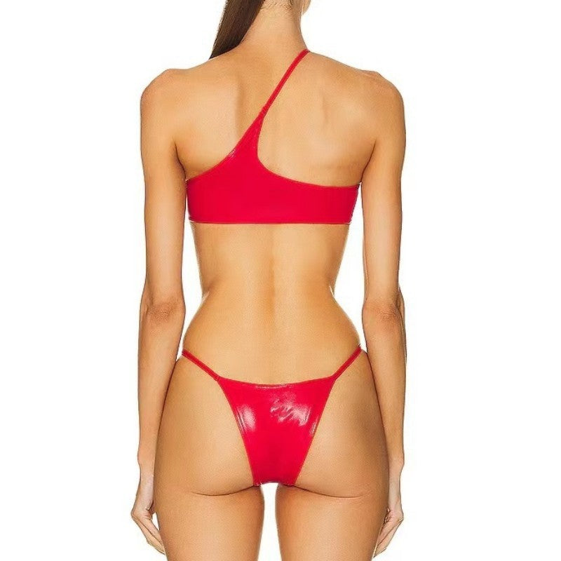 Dame asymmetrisk Cut-Out bikini-sæt med minimalistisk design Stilla