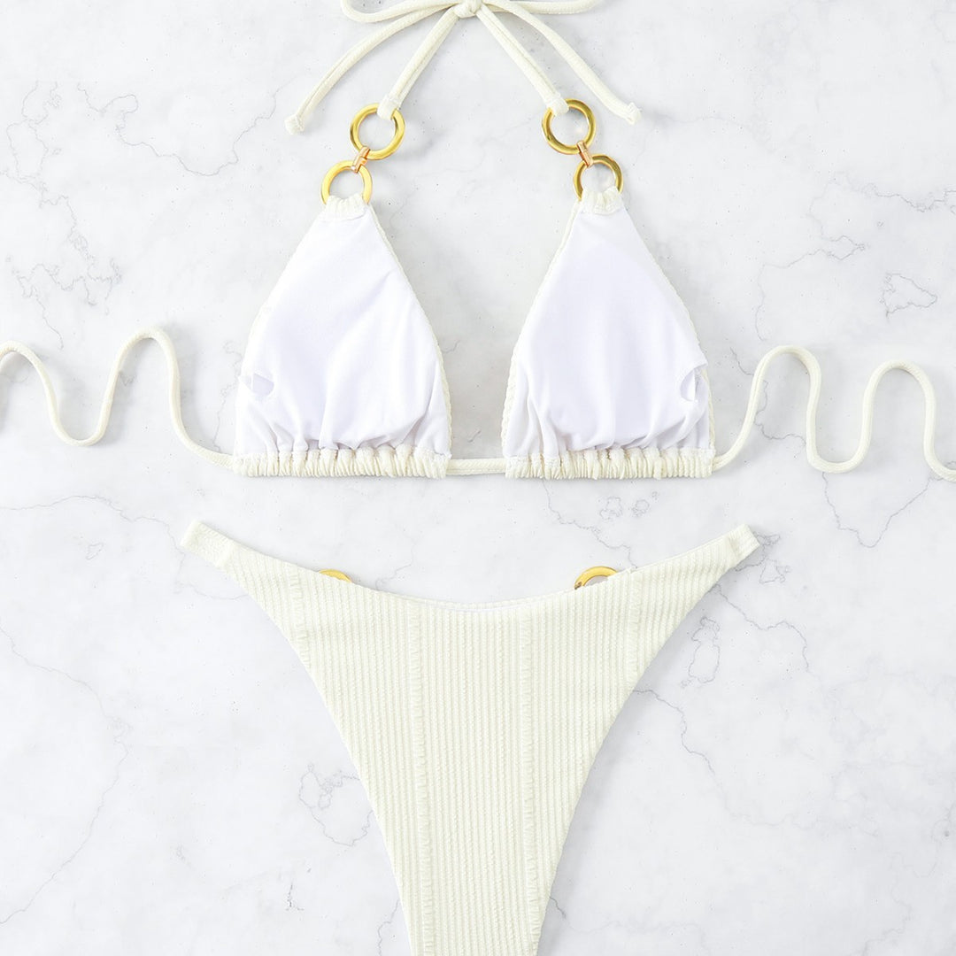 Dame Triangel-Bikini-Sæt med fashionable ring accenter og raffineret design Stilla