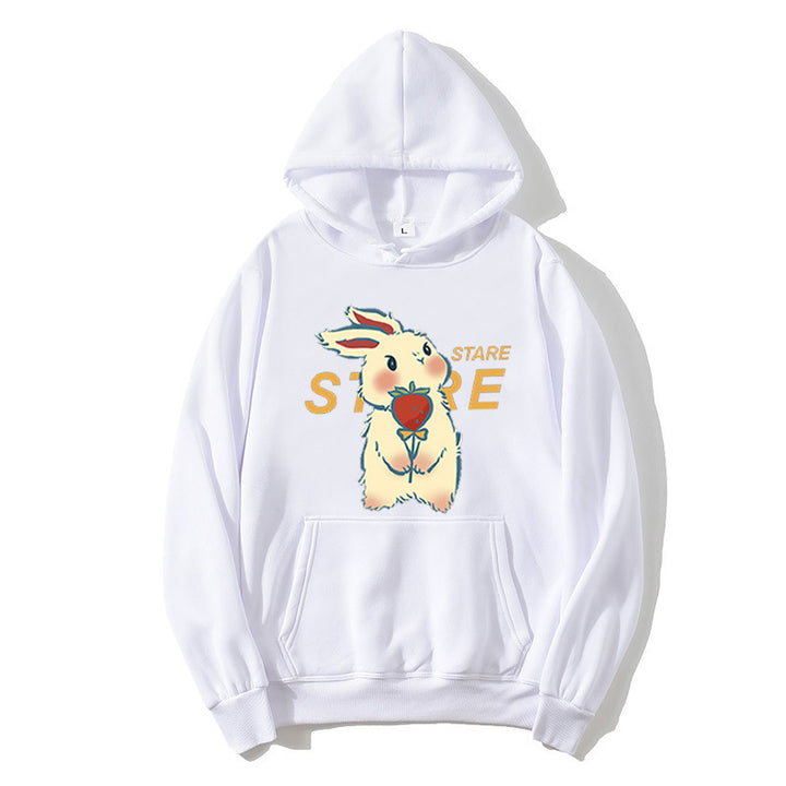 Kvinders hættetrøje med legende kaninmotiv og inspirerende slogan Skovae