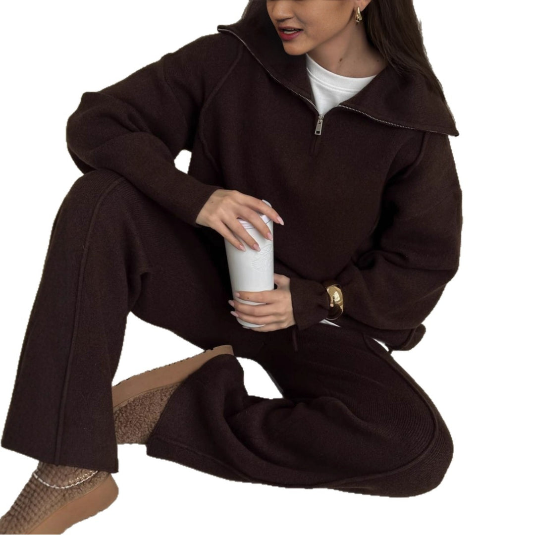 Kvinder Casual Sweatshirt og Joggingbukser Sæt med Lynlås og Behagelig Talje Stilla