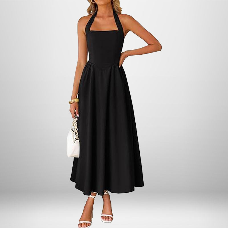 Damer maxi kjole med off-the-shoulder halterneck og flydende nederdel Stilla