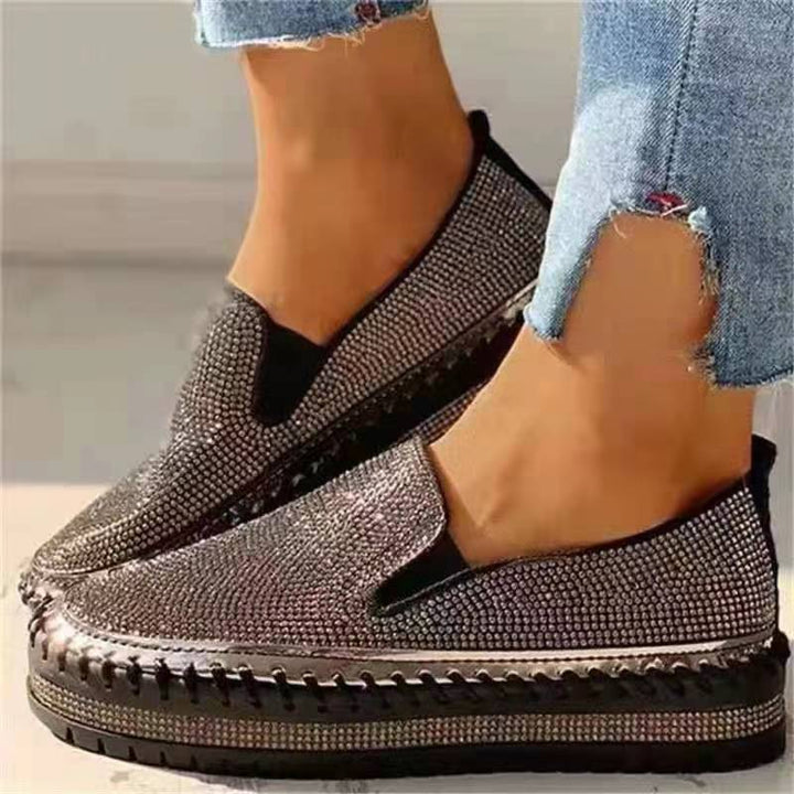 Dame Glitrende Slip-On Sneakers med elastiske indsats og skridsikker sål Stilla