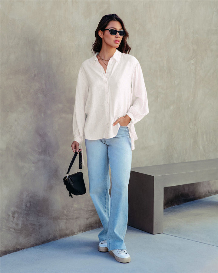 Dame casual bluse med knapper og brede ærmer Stilla