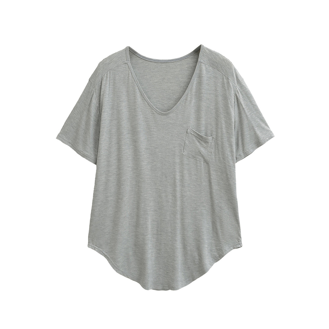 Dame afslappet V-hals T-shirt med praktiske sidelommer og elegant snit Stilla