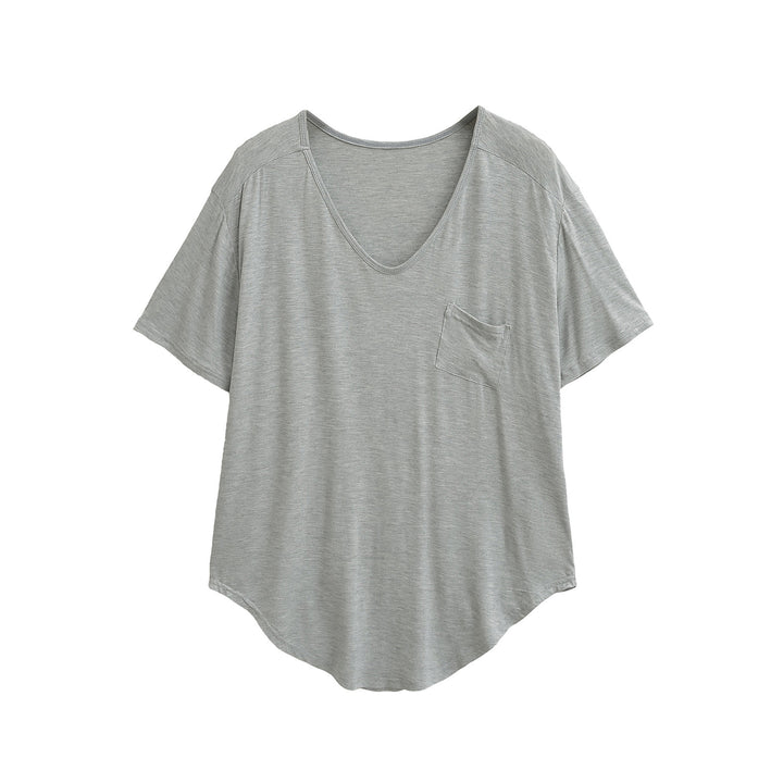 Dame afslappet V-hals T-shirt med praktiske sidelommer og elegant snit Stilla