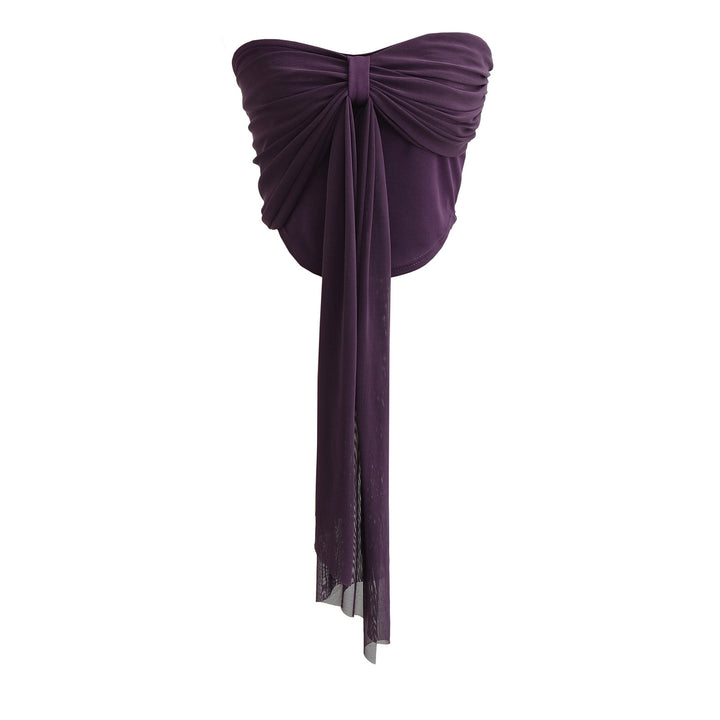 Dame Bandeau-bluse med elegant drapering og justerbar knude Stilla