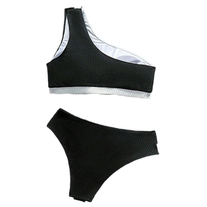 Damer Rib-Asymmetrisk Snit Bikini Sæt Stilla