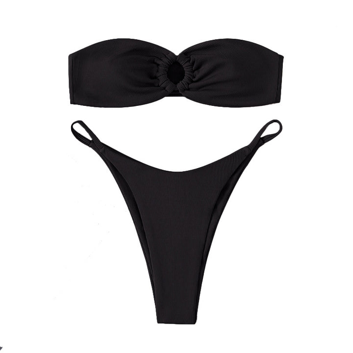 Dame bandeau-bikini med ringdetaljer Skovae