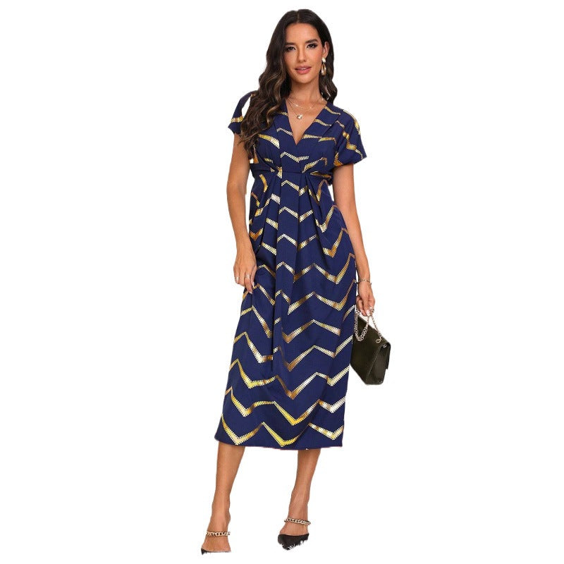 Dame Chevron-print Wickel-midi-kjole Stilla