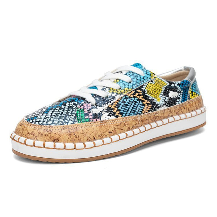 Damer Mode Sneakers i Slangeskindsdesign med Korksål Stilla