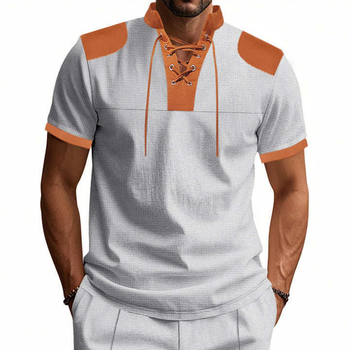 Herrer fritids-T-shirt med innovativ krave og sportsligt design Stilla