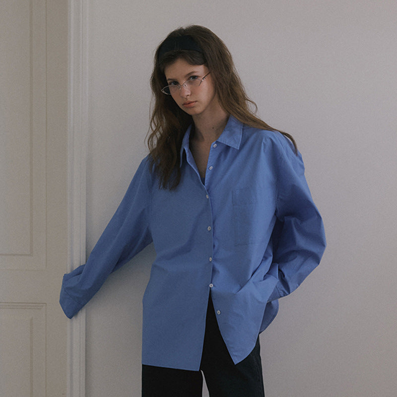 Dame klassisk oversized skjorte bluse lavet af høj kvalitet bomuldsblanding Stilla