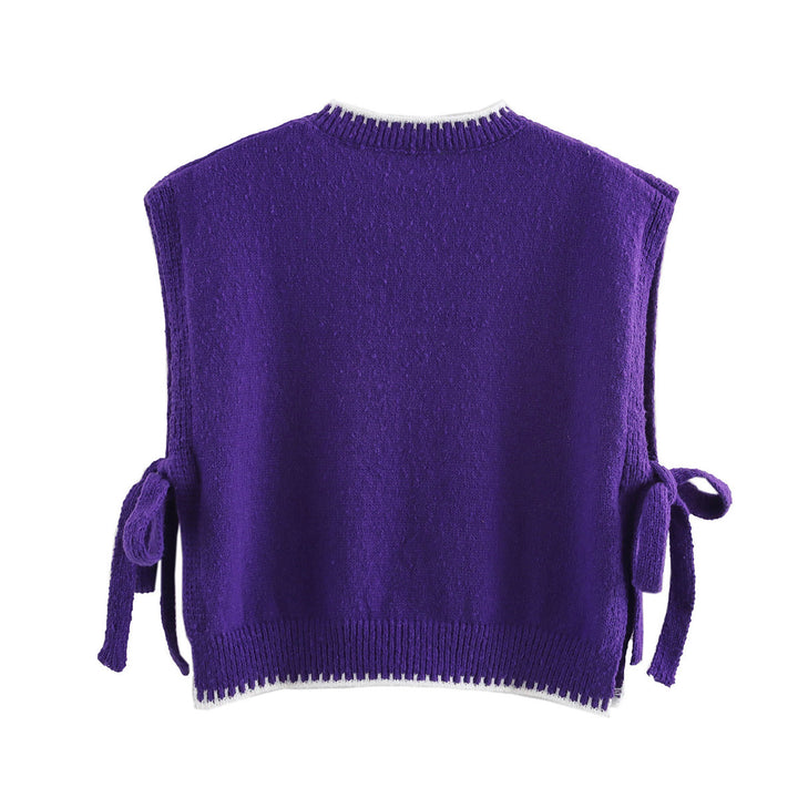 Dame Casual Strik Uden Ærmer Sweater med Justerbare Bånd Stilla