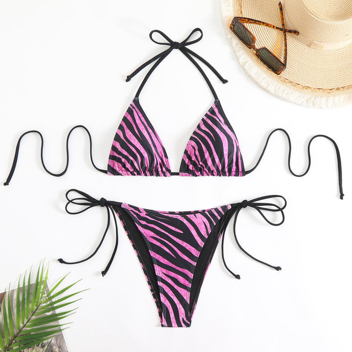 Dame Triangel-Bikini-Sæt med trendy dyreprint Skovae