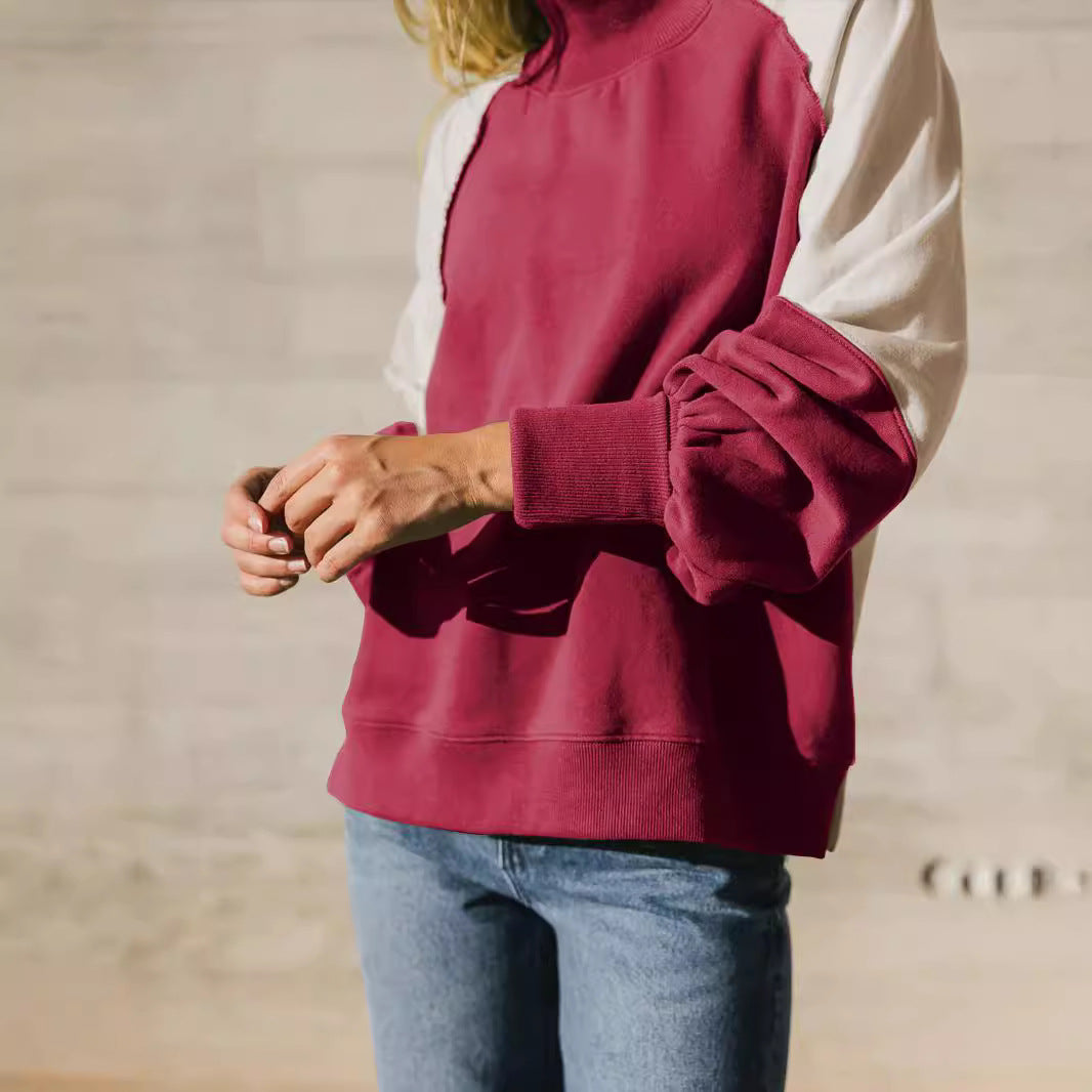 Dame sporty oversized sweatshirt med høj hals og manuelt justerbare ærmer Stilla