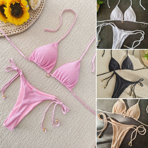 Dame triangel-bikini med raffinerede detaljer Skovae