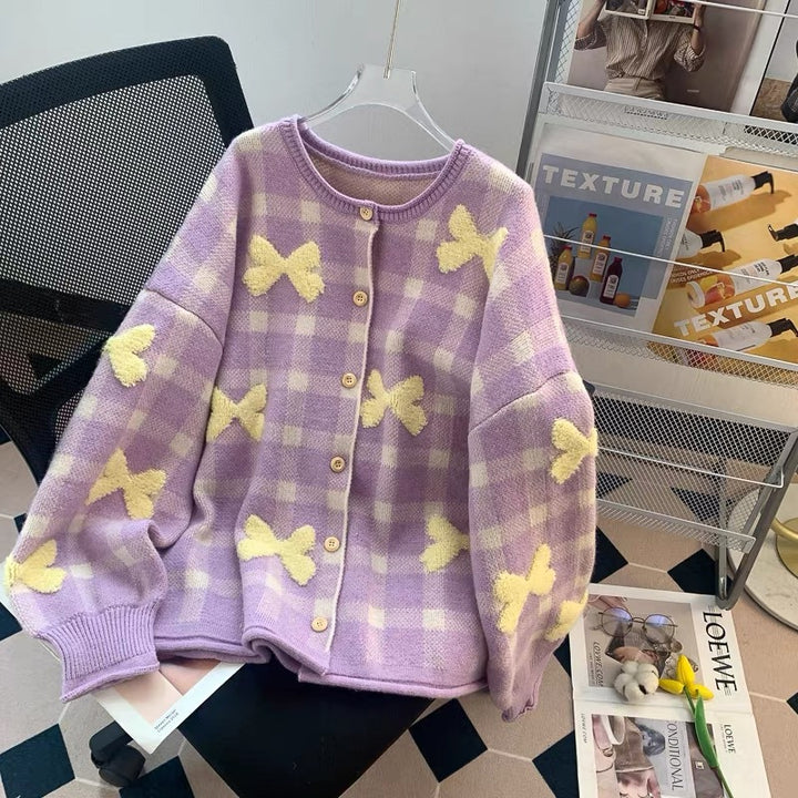 Kvinders oversized cardigan med hjerte mønster Stilla