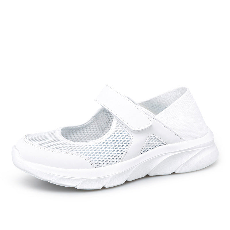Dame nan Komfort-Remmepumpsneaker med velcro lukning, sømløs strikk skaft og dæmpende let sål Skovae