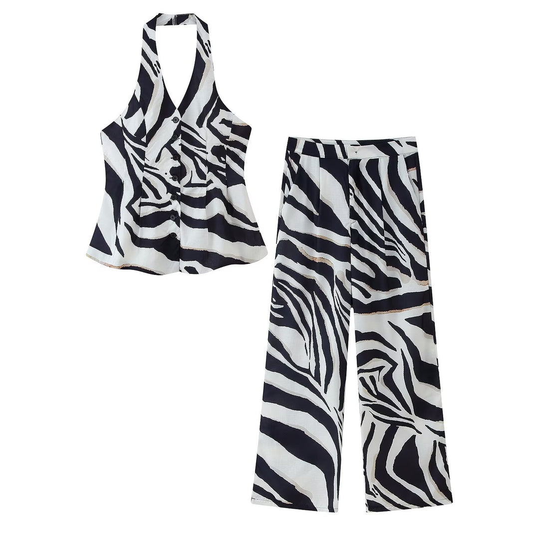 Dame vidde Palazzo-bukser med zebra-mønster Stilla