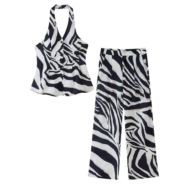 Dame vidde Palazzo-bukser med zebra-mønster Stilla